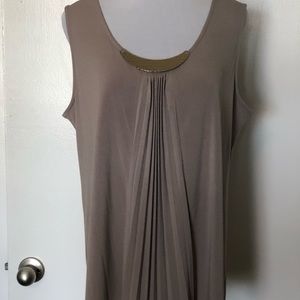 Alfani Taupe Gold Medallion Pleated Blouse